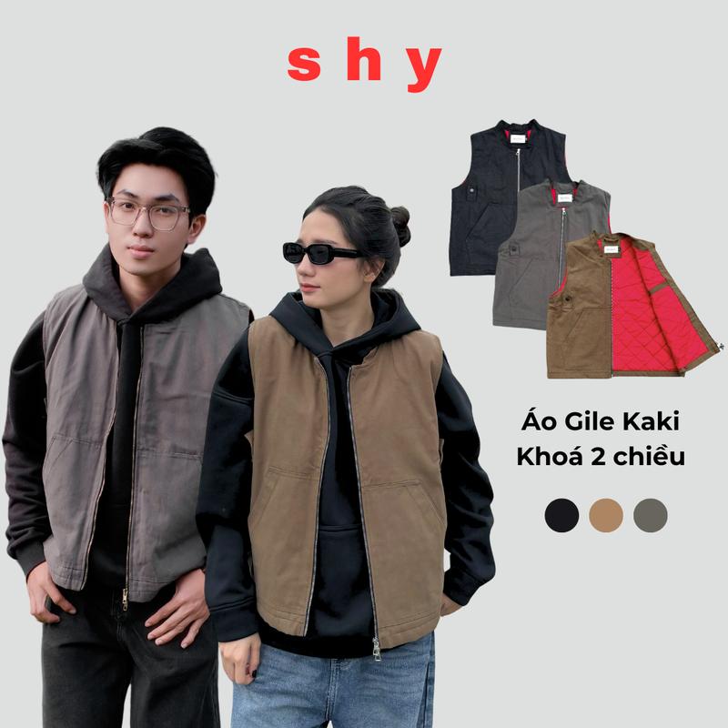 Áo Gile Kaki Áo Khoác Trần Bông Nam Nữ Khoá Hai Chiều Shy Basic - Menswear Unisex Cotton