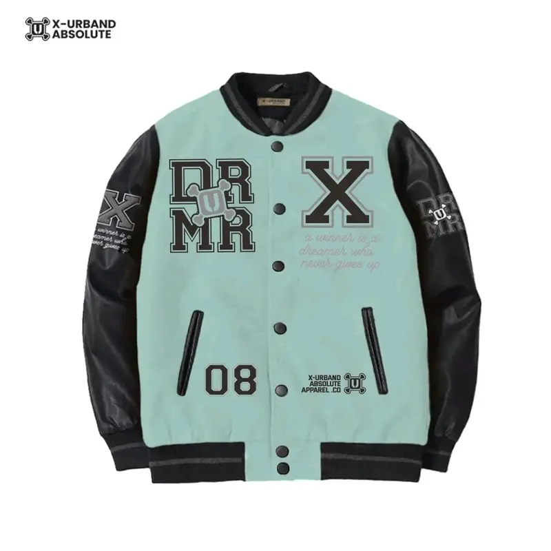 Jaket Varsity Baseball Dremer Full Hitam/Jaket Baseball Pria Full Bordir 3
