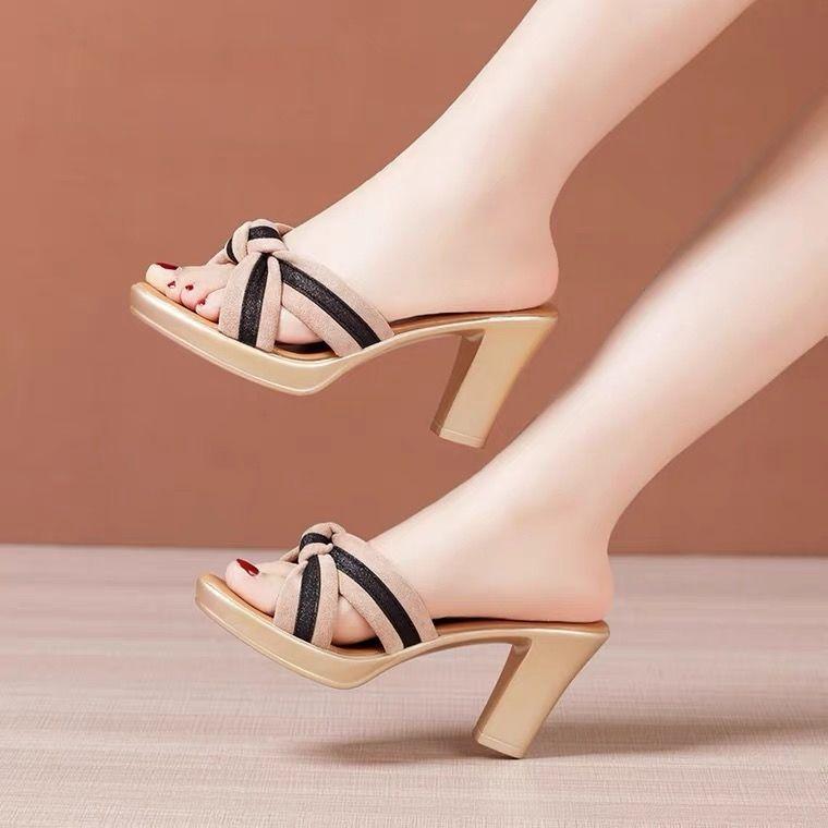 Dép Ngoài Trời, Gót Chunky, Nữ, Hàng Mới Về Mùa Hè, Đế Chống Thấm Nước, Dép Hở Ngón Chân, Thời Trang, Dễ Phối Đồ, Dép Gót Trung Bình 2
