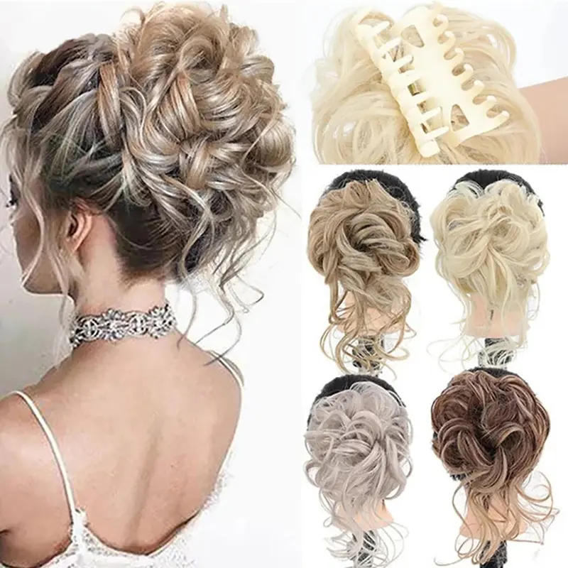 Synthetic Curly Hair Bun Claw Fluffy Wig Clip In Hair Extension Scrunchy Natural High Ponytail For Women Styling Tools