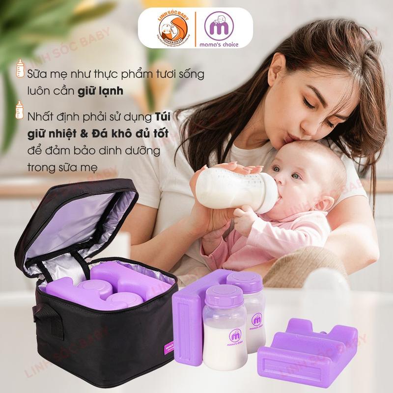 Bộ bảo quản sữa mẹ, giữ lạnh sữa mẹ đến 14 giờ, túi giữ nhiệt, balo đa năng giữ nhiệt, đá khô và bình trữ sữa 5