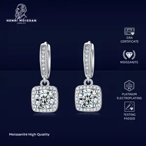 OS5-ME08 Anting Wanita 0.6 dan 1 Carat Henri Moissan Permata Moissanite 5 Layer Platinum Sertifikat GRA Asli Garansi 1 Tahun Berkualitas Tinggi High Quality Anti Luntur Karat Berubah Warna Aksesoris Perhiasan Anting Nikah Permata VVS1 Elegan Free Box