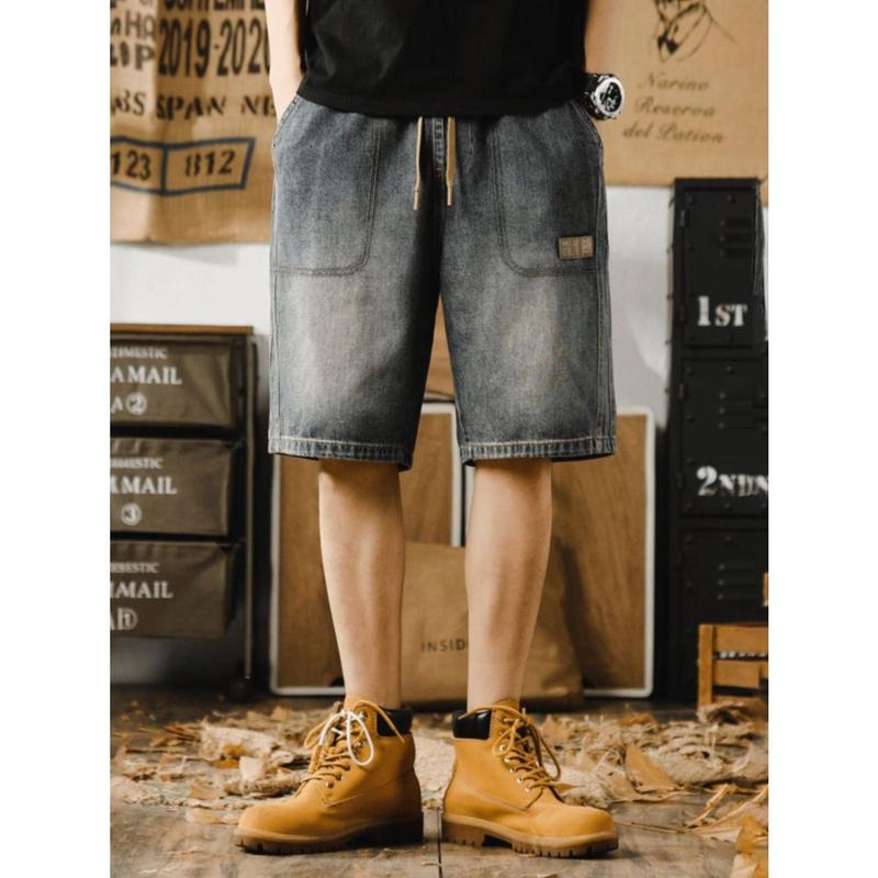 Quần Short Denim, Phong Cách Thường Ngày Mỹ, Quần Mùa Hè Cho Nam, Thiết Kế Ins, Túi Lớn, Ngoại Cỡ, Dáng Rộng Vừa Vặn, Có Thể Mặc Ngoài Trời, Quần Soóc Nam Menswear Jean 7