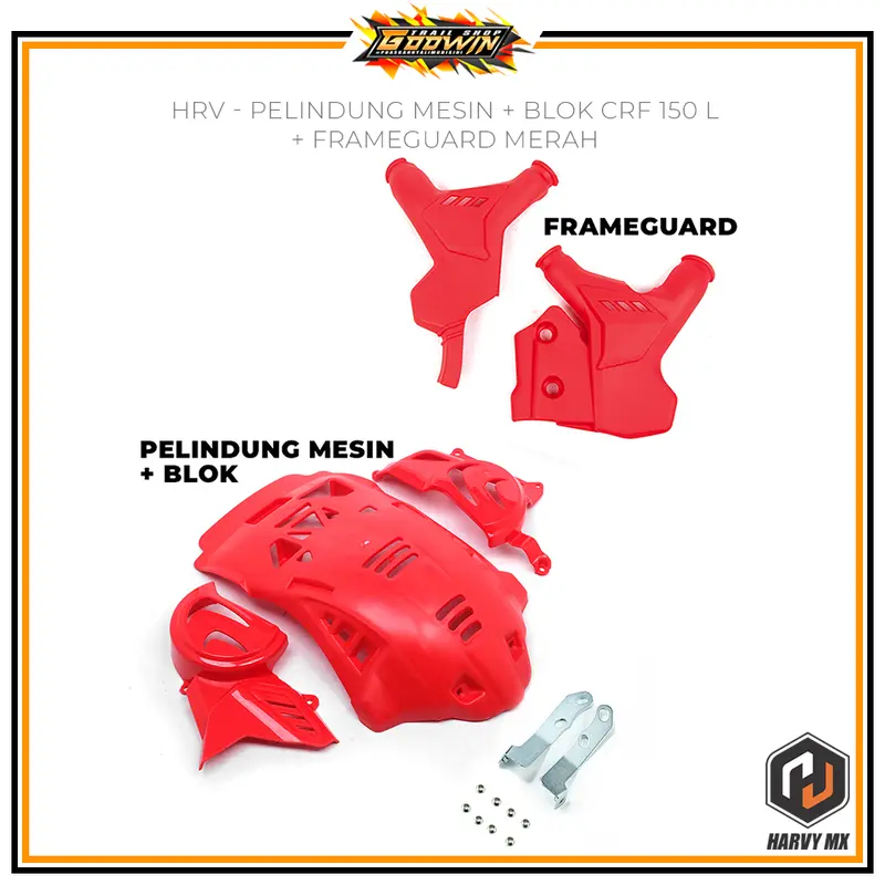 Pelindung Mesin Engine Guard Cover Plus Blok Harvy Mx CRF 150 L 2018 Plus Frameguard Tutup Chasis 4