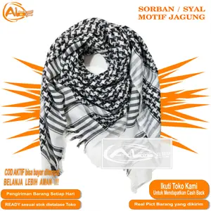 SORBAN PUTIH HITAM PALESTINA SORBAN/SYAL MOTIF JAGUNG SURBAN MESIR TERMURAH BAHAN BERKUALITAS