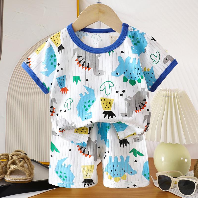 Bộ Đồ Ngắn Tay Cho Trẻ Em, Quần Áo Cotton Mùa Hè Cho Bé Gái, Bộ Hai Mảnh, Phong Cách Hàn Quốc, Cho Bé Trai Và Trẻ Em, Áo Phông thun lạnh petit  bộ đồ nam cho bé trai 5