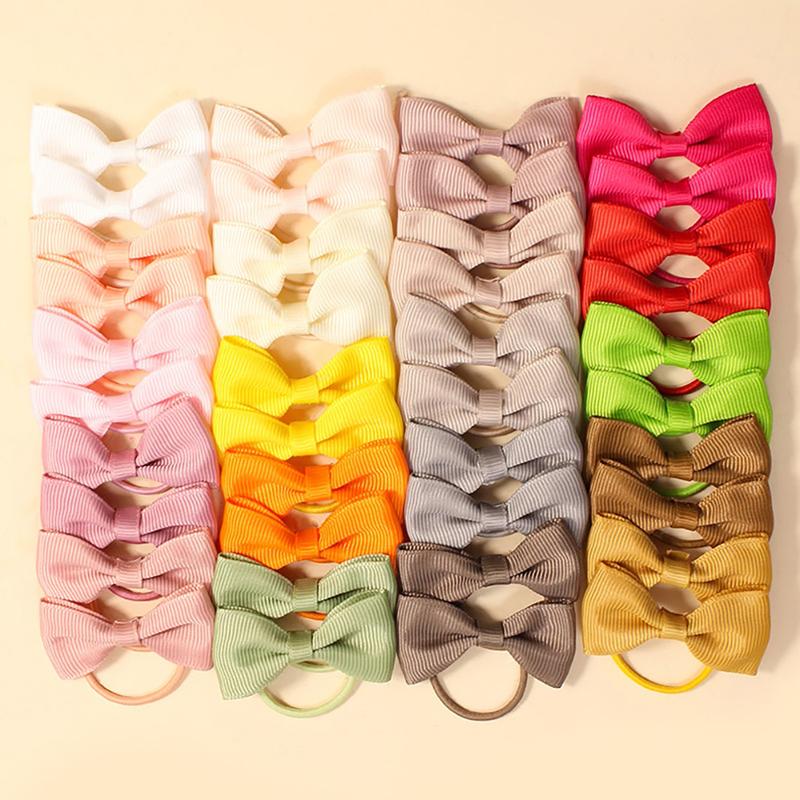 Product Introduction of 40pcs/set Solid Color Bowknot Hair Tie Multicolored Durable Highly Elastic Rubber Band Headwear Hair Accessories for Children #476785 35