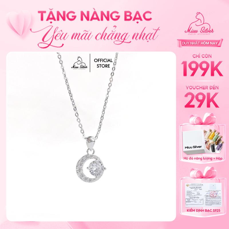 [Tặng 1 hũ đá phong thuỷ] Dây chuyền bạc nữ Miuu Silver, vòng cổ nữ hình mặt trăng Mystery Moonie