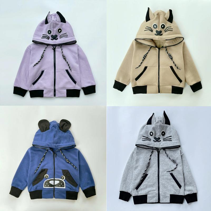 Áo khoác cho bé từ 8kg-45kg, họa tiết  thú cưng cute, có nón, chất liệu mềm mại.  Form unisex thích hợp cho cả bé trai và bé gái. lông