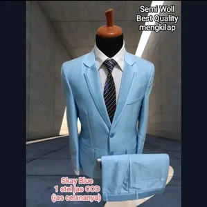 1 stel jas Skay  semi woll kilap jas wedding jas nikah jas pernikahan jas kawin jas akat nikah jas pengantin jas manten jas pirwed jas almamater jas blezer jas wisuda jas slim fit jas model baru jas murah jas model korean Jas pria formal jas cod