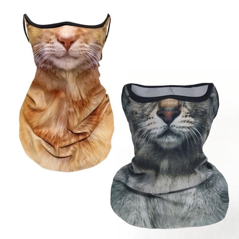 Breathable Quick Drying 3D Cat Pattern Full Face Neck Guard Sun Protective Mask, Outdoor Sports Cycling Face Mask, Motorcycle Accessories 0