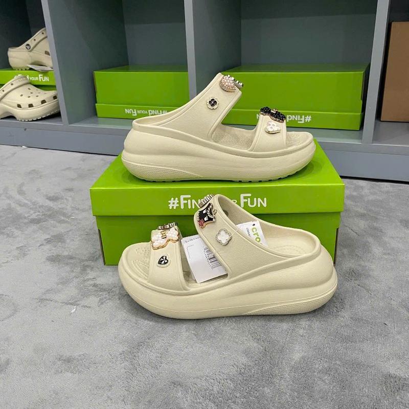 dép cross nữ shoes 2 quai cao 7cm, dép nữ đính stick chất cao su non êm nhẹ bền chống trơn trượt ful box DéP GiàY Jean Sandal giay  hot 2