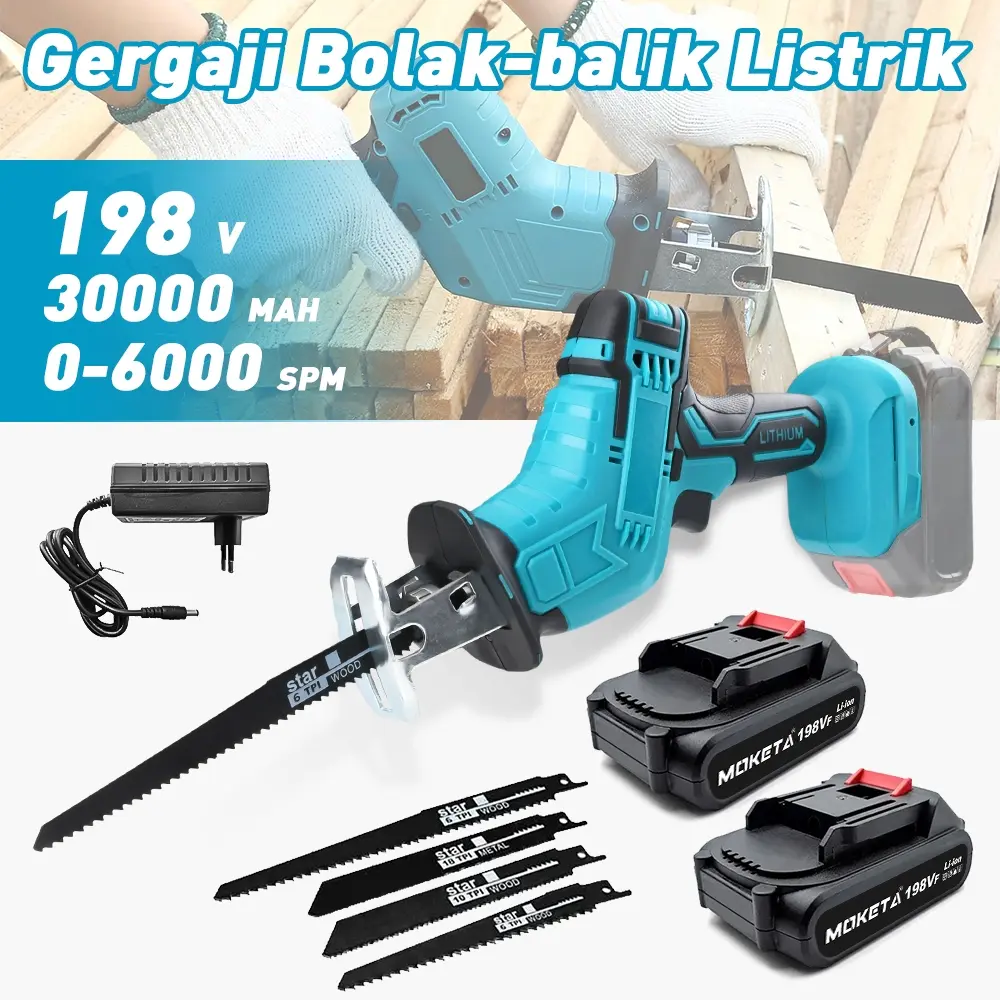 DNY Reciprocating Saw Cordless Gergaji Kayu Recipro Gergaji Potong Alat Pemotong Baterai Gergaji Gergaji Listrik Gergaji Elektrik Mini