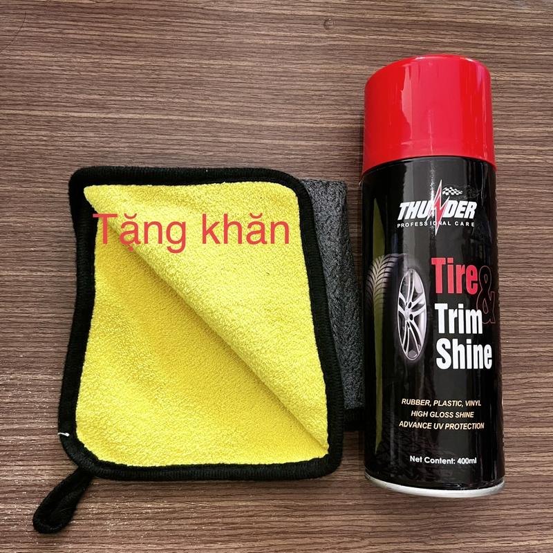 Chai Xịt Phục Hồi Nhựa Cho Nhựa Nhám, Nhựa Bóng, Lốp Xe Thunder Chai 400ml Tặng Kèm Khăn Chuyên Dụng