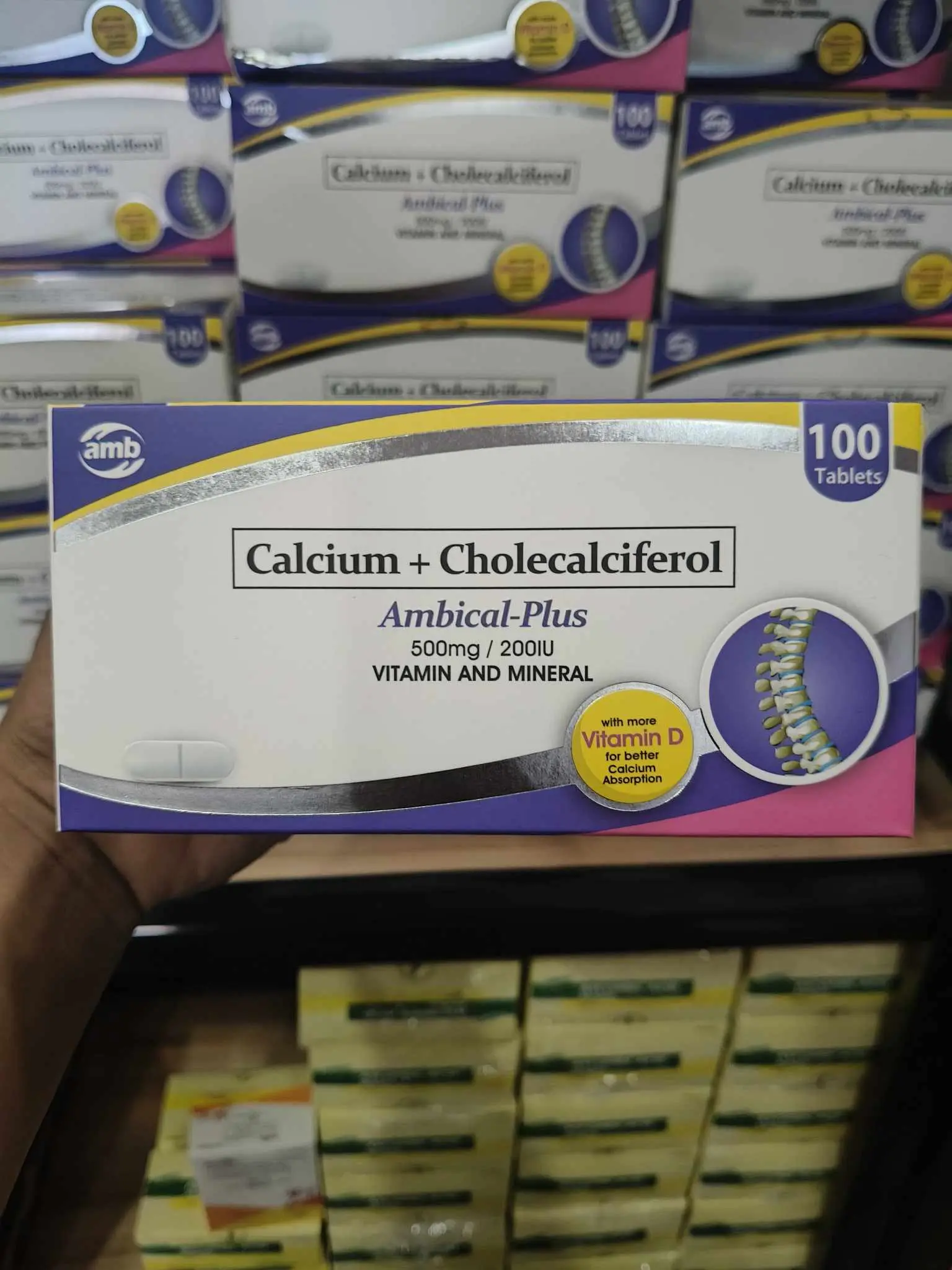 AMBICAL-PLUS Calcium + Cholecalciferol 500mg/200IU Vitamin And Mineral ...