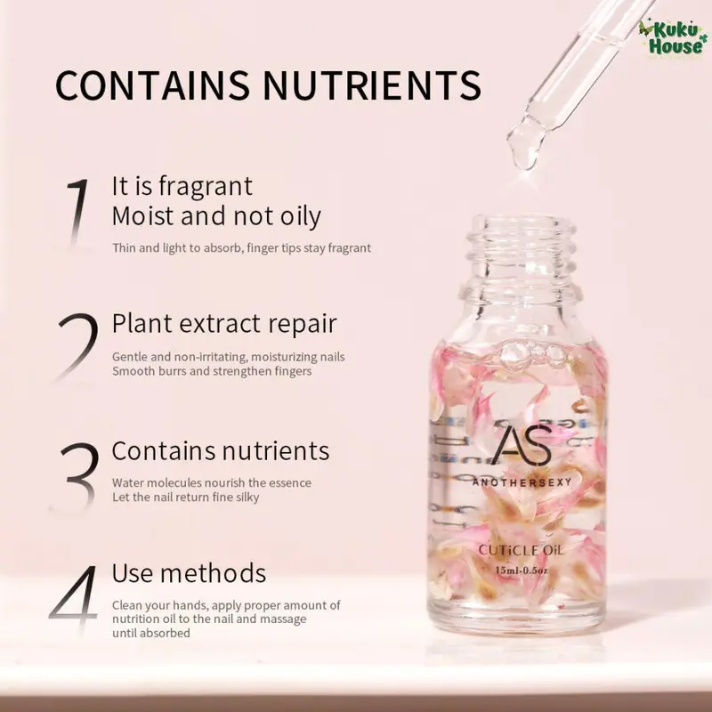 AS Dried Flower Cuticle Oil 15ML Minyak Kutikula Bunga Lavender Sakura Nutrisi Kuku 2