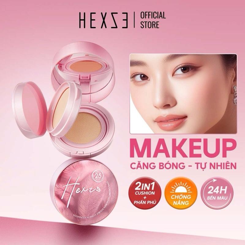 HEXZE Phấn Nước 2in1 Cushion Kèm Phấn Phủ SPF25 PA+++ 13g+6.5g Chống Nắng Long Lasting Makeup Căng Bóng Tự Nhiên