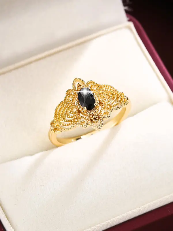 Elegant Artificial Zircon Decor Flower Design Ring for Women, Fashion Jewelry for Party, Daily Decor, Trendy All-match & Exquisite Jewelry for Gift 2