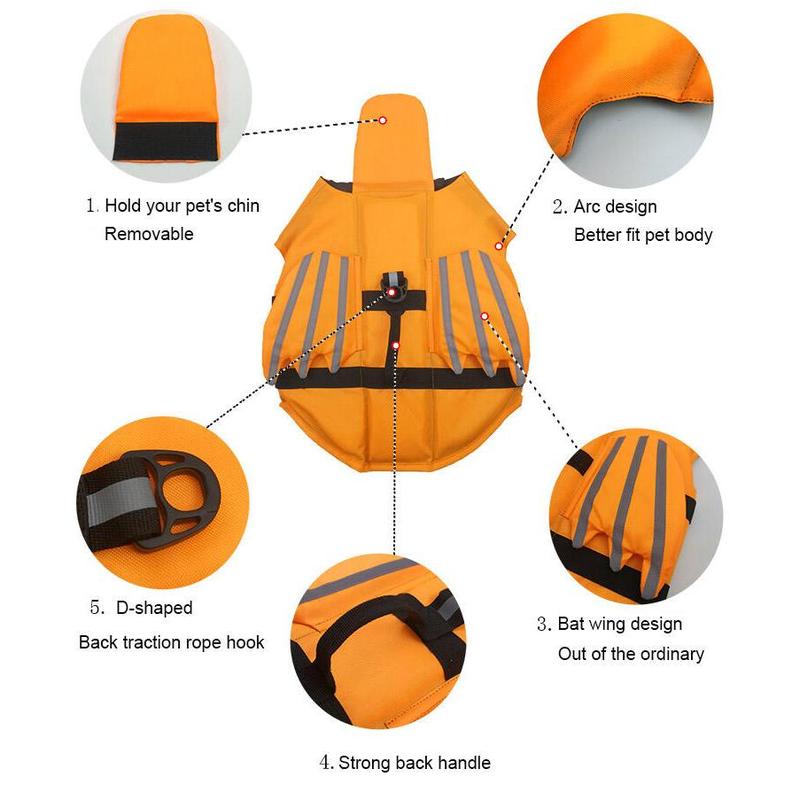 Product Introduction of Life Jacket Safety Vest Adjustable Preserver with High Buoyancy Durable Rescue Handle for Small Medium and Large Dog 8