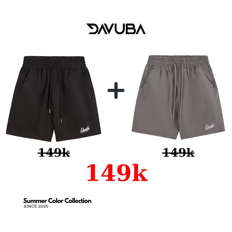 DAVUBA - Combo 2 Quần short kaki Slamble nam nữ trên gối SM140