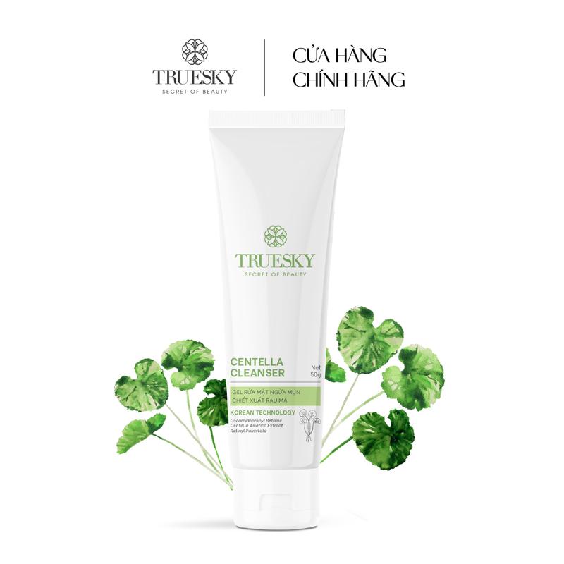Gel rửa mặt cho da mụn Truesky Centella Cleanser chiết xuất rau má 50g