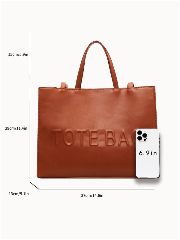Women's Solid Color Tote Bag, Fashionable Large Capacity Shoulder Bag for Work & Daily Used, Casual Trendy Versatile High-quality Daily Commuting Bag 5