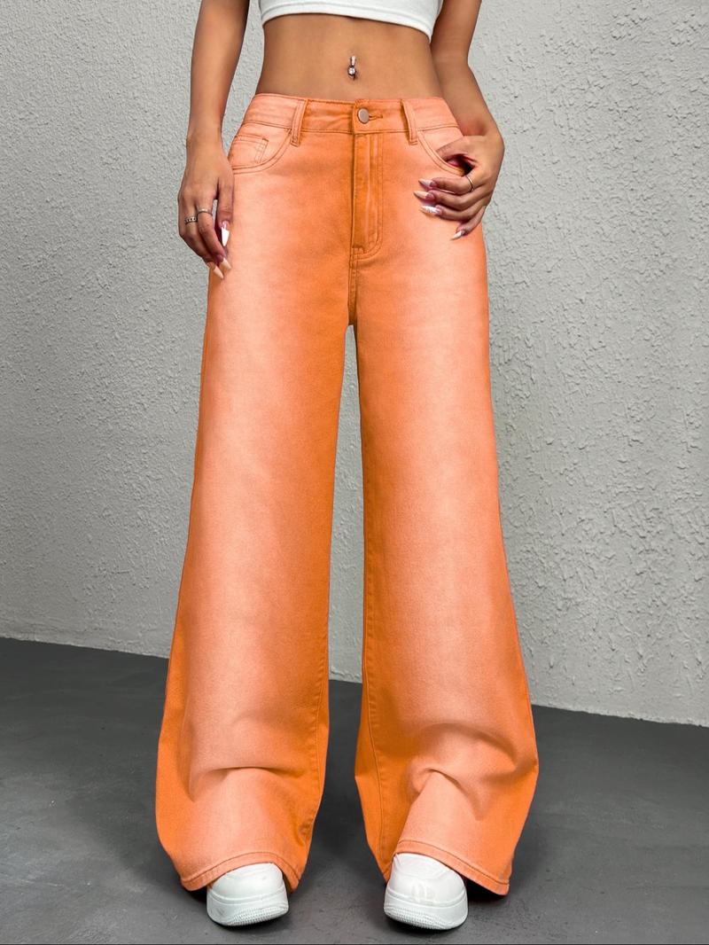 Product Introduction of Women's Ombre Print Pocket Flare Leg Jeans, Street Fashion Casual Denim Trousers for Daily Wear, Ladies Bottoms for Fall & Winter 5