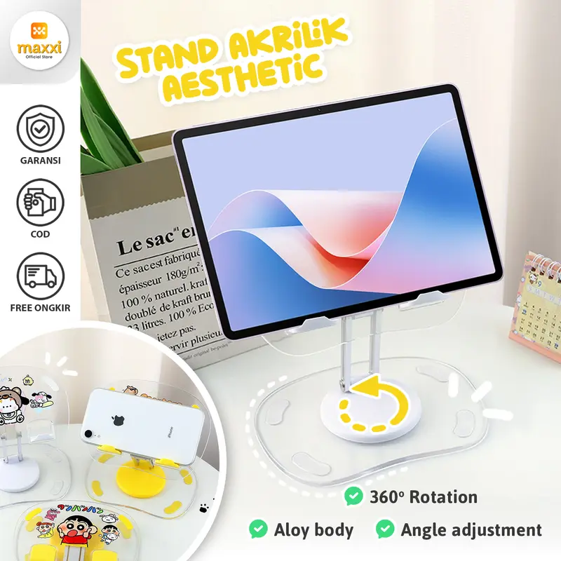Stand Tablet For HUAWEI MatePad SE 11 11.5 Air 11.5"S T10 T10s SE 10.4 Pro 12.2 Inch 2024 PaperMatte OLED Case Casing HP Holder 360° Rotate Acrylic Standing Foldable Akrilik Karakter Lipat Portable Tab Universal 0