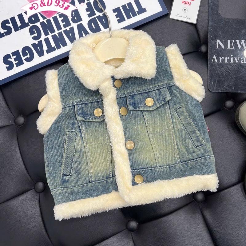 (Quỳnh Nguyễn ) Áo gile bò lót lông ấm áp cho bé gái (8-30kg)