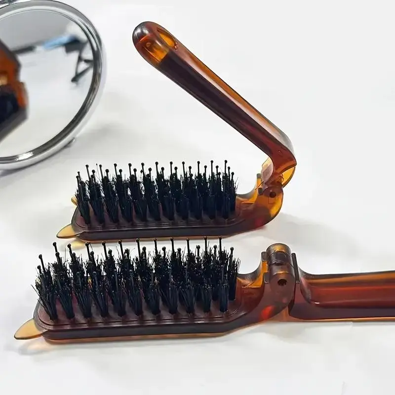 Foldable Hair Brush, 1 Count Mini Pocket Size Hair Brush, Hair Styling Tool for Women & Men, Perfect for Travel and Daily Use, Heatless Hair Styling Tool 0