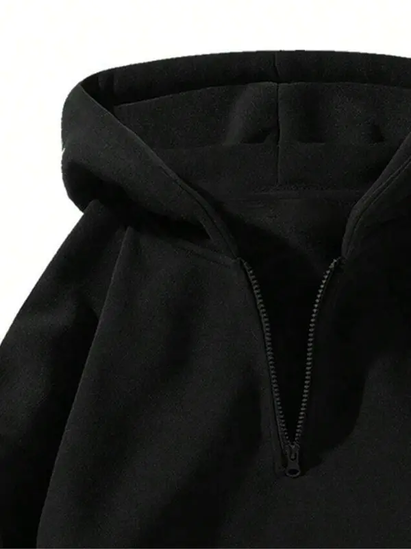 Men's Regular Fit Graphic Zip Up Thermal Lined Hoodie, Casual Drop Shoulder Long Sleeve Hooded Sweatshirt for Spring & Fall, Fashion Men's Clothes for Daily Wear 2