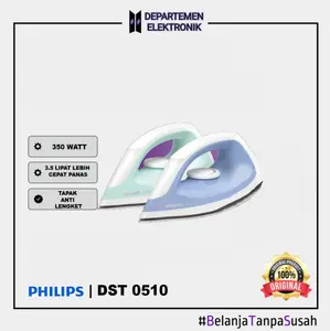 PHILIPS SETRIKA/STRIKA DST 0510 DRY IRON GARANSI RESMI 2 TAHUN Biru Hijau Setrika Kabel