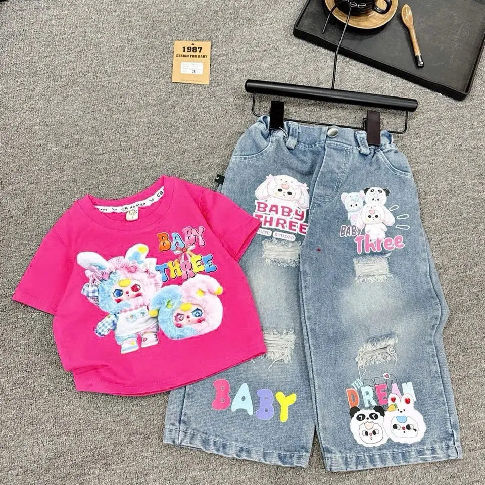 8-30kg set quần jean áo baby three kèm cho bé gái , váy bé gái, baby three