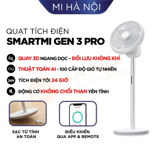 Quạt không dây tích điện đối lưu Xiaomi Smartmi Gen 3 Pro