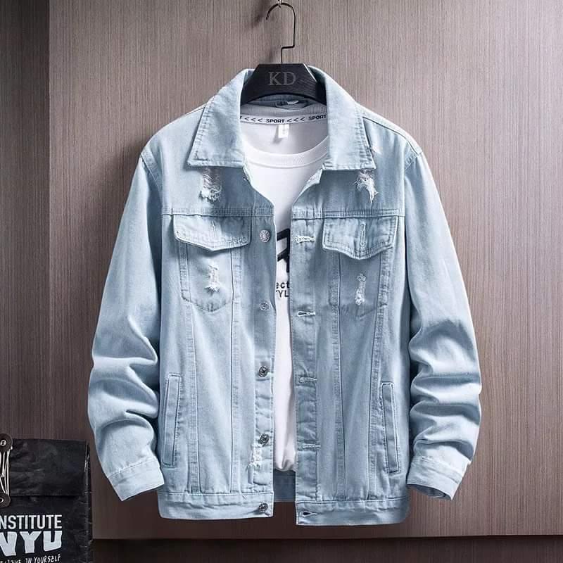 Áo khoác jean Nam,áo khoác bò nam dễ phối đồ. khoác chống nắng -aokhoac nam Menswear Jacket Có Túi Có Cổ