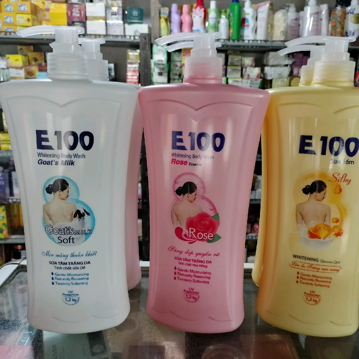 sữa tắm E100 1.2kg đủ màu..