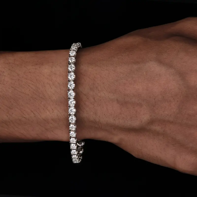 [Silvery Moissanite Bracelet] 1pc 925 Silvery Moissanite Bracelet | Hip Hop Style Jewelry for Girls - Perfect Valentine's Day or Birthday Gift 4