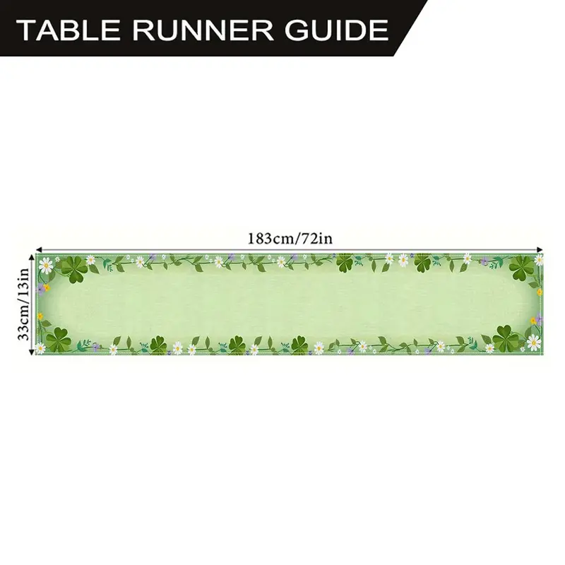 Clover & Daisy Pattern Table Runner, 1 Count Nature Inspired Design Table Runner, Table Decoration Supplies for Home Kitchen Dining Room 1