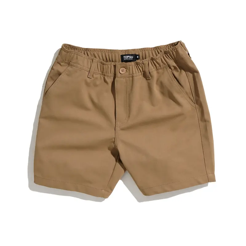 Quần Short Kaki Basic Chun Kéo Khóa Vải Kaki Cá Sấu, Co Giãn Thoải Mái, Trẻ Trung Nam Menswear Có Túi Kem Kem 3