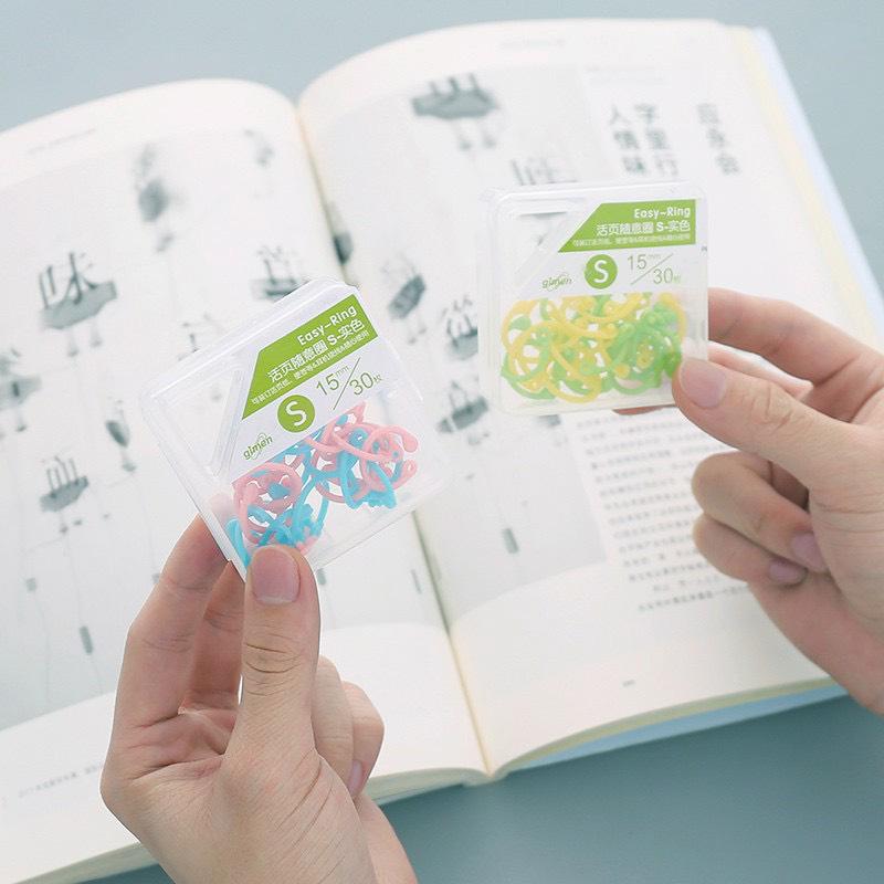 Hộp 32 chiếc 15mm 15 chiếc 20mm khoen còng nhựa PE nhiều màu Pkbeoshop làm Flashcard sổ bìa còng móc treo đồ 7