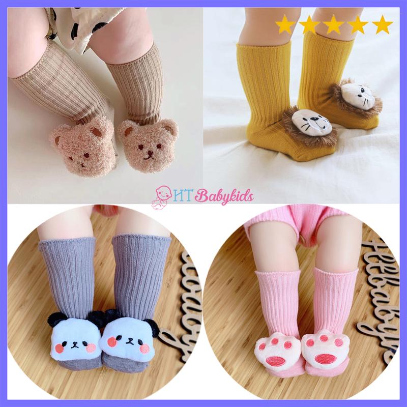 TẤT CỔ CAO 3D HÌNH THÚ NGHỘ NGHĨNH CHỐNG TRƯỢT CHO BÉ TRAI BÉ GÁI SƠ SINH Cotton Len
