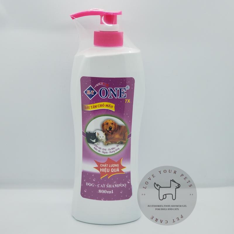 Sữa tắm One 7x làm hết ghẻ, xà mâu, ve, nấm da, ngứa, rụng lông dành cho thú cưng - 800ml
