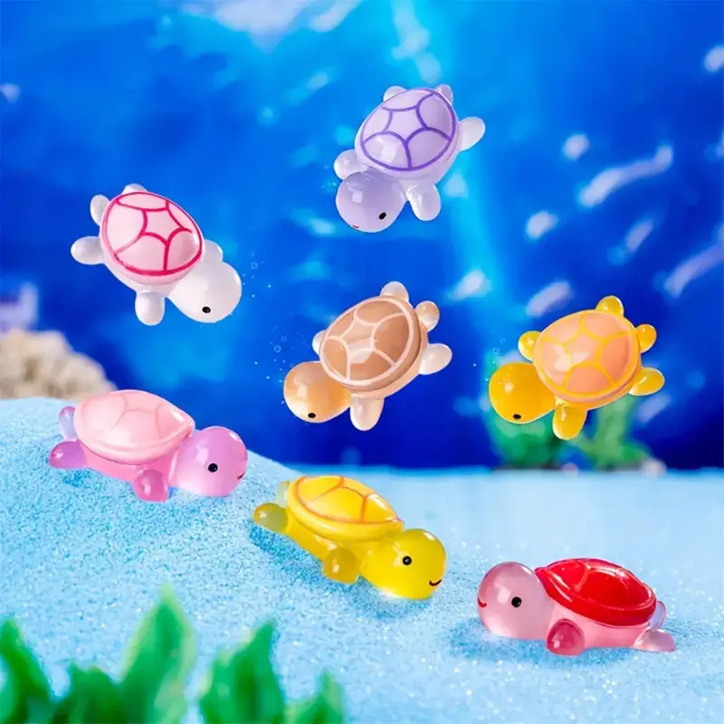 Random Color Luminous Turtle Design Ornament, 30pcs/set Cute Turtle Decoration, Mini Glow in The Dark Turtle Ornament for Home Decor 5