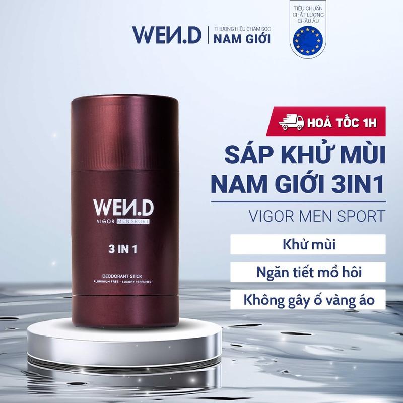Combo Sáp lăn nách khử mùi, giảm tiết mồ hôi WEN.D Virgo Men Sport 3 in 1 hương nước hoa cao cấp nam tính
