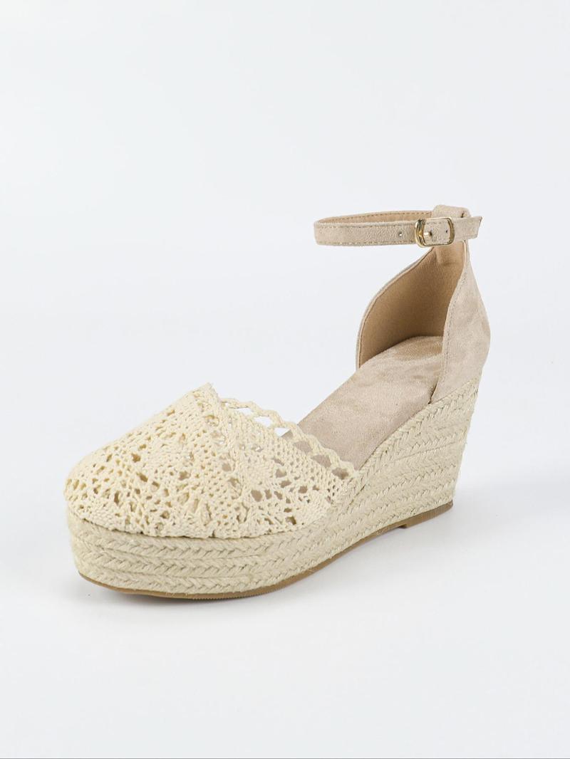 Product Introduction of Women's Fashionable Lace Up Platform Sandals, Boho Style Hollow Out Design Wedge Sandals for Beach Vacation, Casual Versatile Shoes for Women, Girl 8