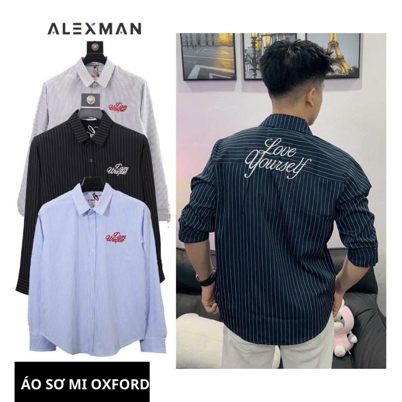 Áo sơ mi Oxford A11 thêu chữ Alexmen áo đi chơi đi biển BST HÈ 2026 , Áo sơ mi dài tay unisex ALEXMAN