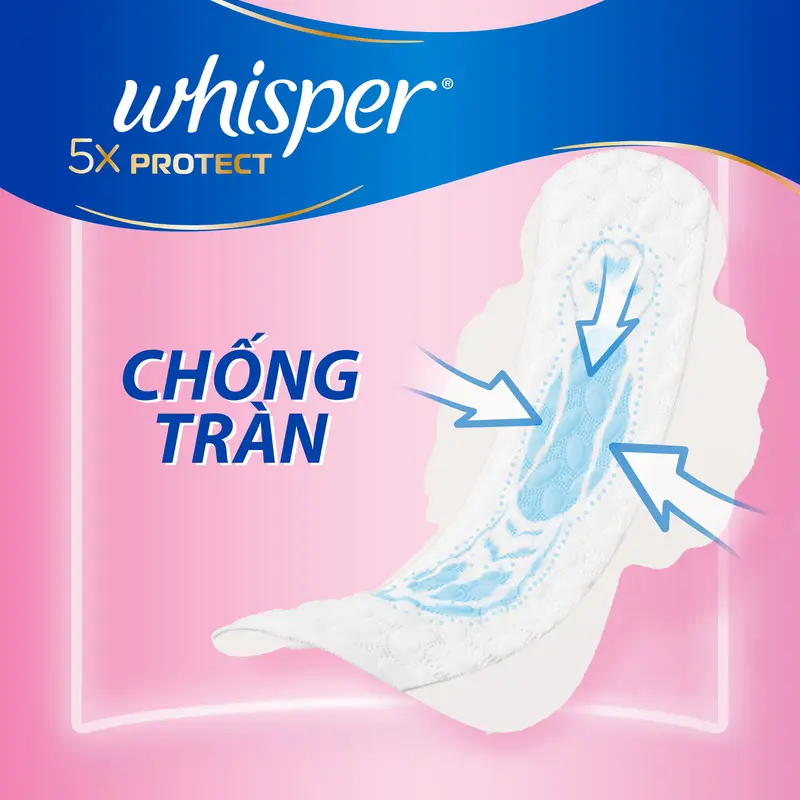 Mua 60 miếng Băng Vệ Sinh Whisper 5X mặt bông mềm mại và chống tràn tuyệt đối 24cm tặng 01 tuýp xả Pantene 3MM 5