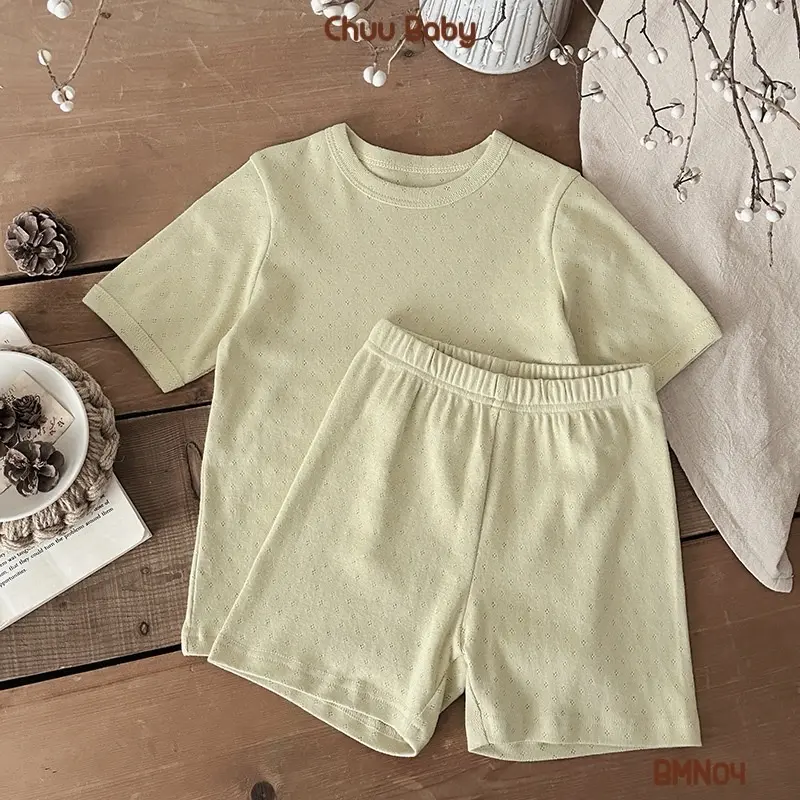 BMN04 Bộ Quần Áo Cộc Basic Chất Cotton Thuần Thoáng Khí Cho Bé Trai và Bé Gái QCCC 5