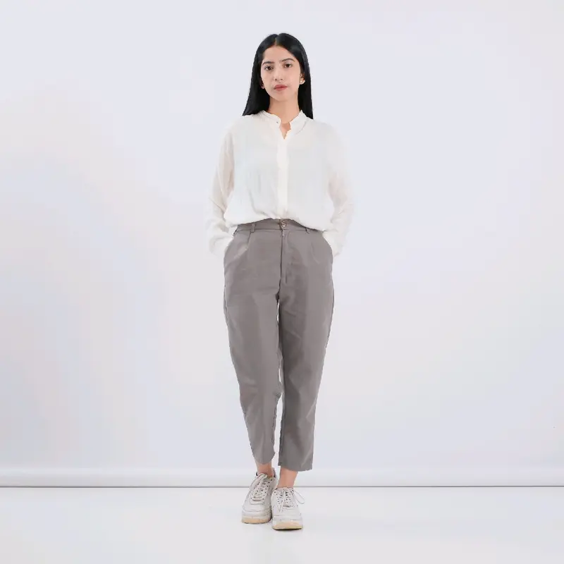 Hazel Ankle Pants - Celana Basic Wanita Baggy Pants 7/9 American Drill Premium 1