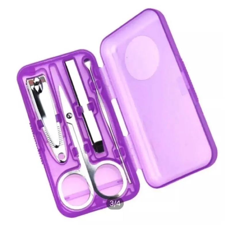 NPS Manicure set 4 in 1 Gunting Potong Kuku Korek Kuping dan Pinset Cabut Bulu Paket Hemat Merah Nail
